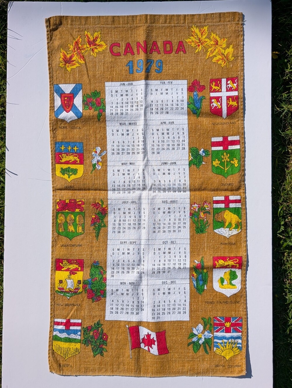 3/$20 vintage 1979 Canadian linen calendar tea towel.